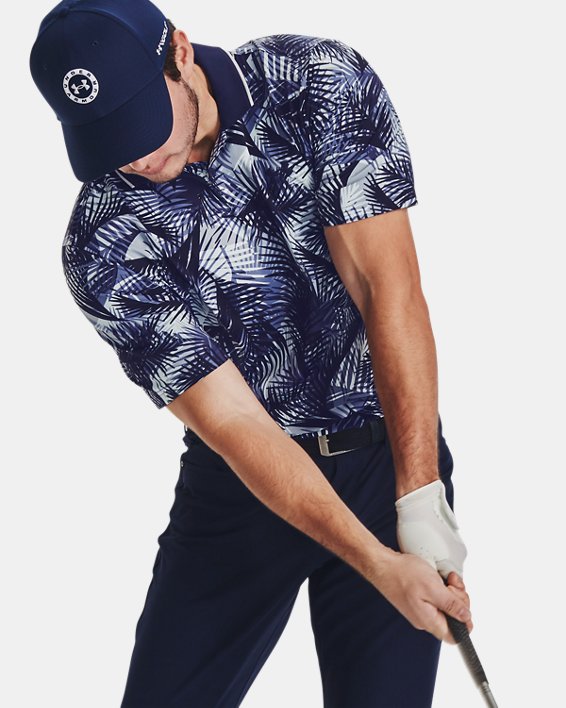 Men's UA Iso-Chill Graphic Palm Polo, Blue, pdpMainDesktop image number 2